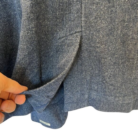 J. Jill Oversized Blazer Jacket L Blue Slat Open Front Roll Tab Sleeve Career - Picture 12 of 12